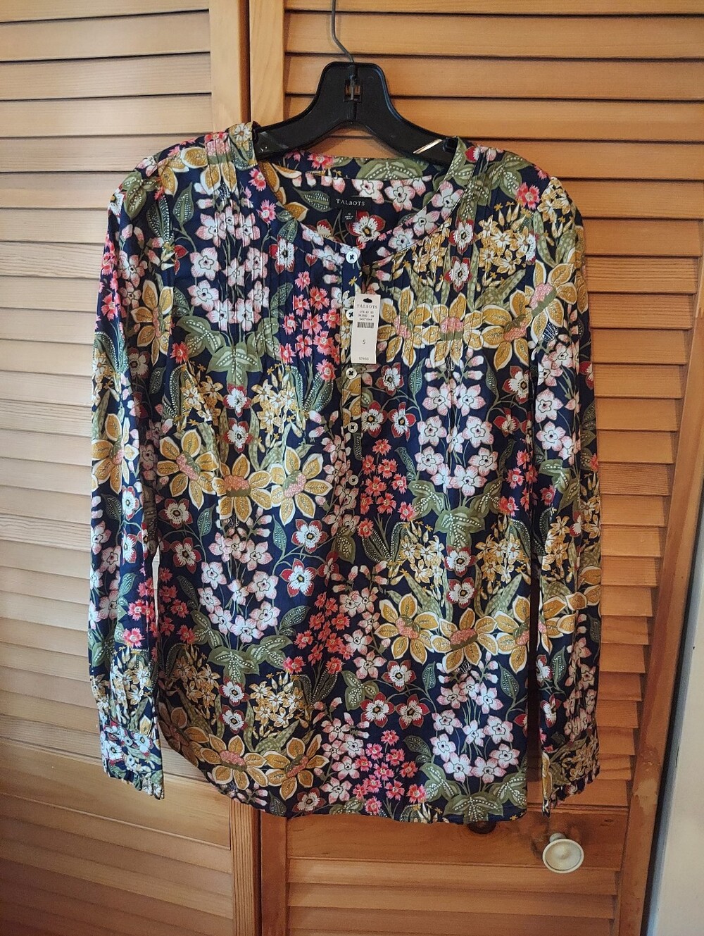 NWT Talbots Blouse Women's Small S Cotton Floral Office Career Formal Botanical